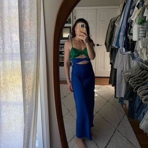 VRG GRL night fever bias cut midi dress cobalt size AUS 10 (US 4/6)